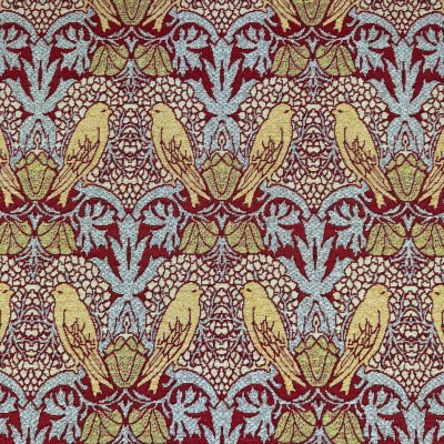 New World Tapestry Fabric - Voysey Birds WIne
