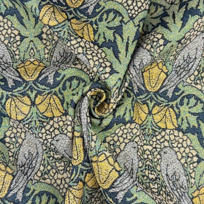 New World Tapestry Fabric - Voysey Birds Azur