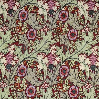 New World Tapestry Fabric - Voysey Tudor Rose Wine