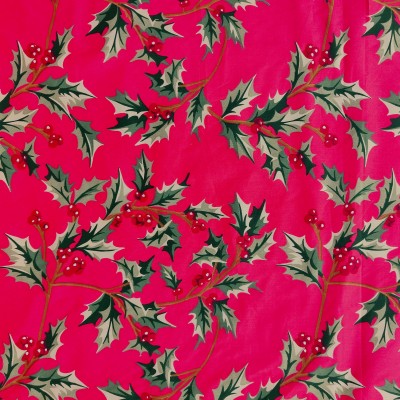 100% Organic Cotton Christmas Holly & Ivy Red