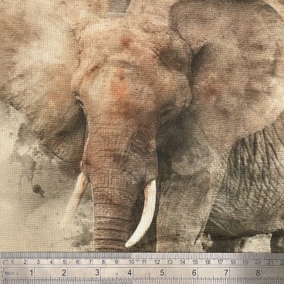 100% Cotton Canvas Look Art Panel - Elephant