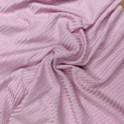Lurex Knitted Rib Fabric - Pink with Silver