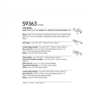 Simplicity S9363 - Plush Dragons