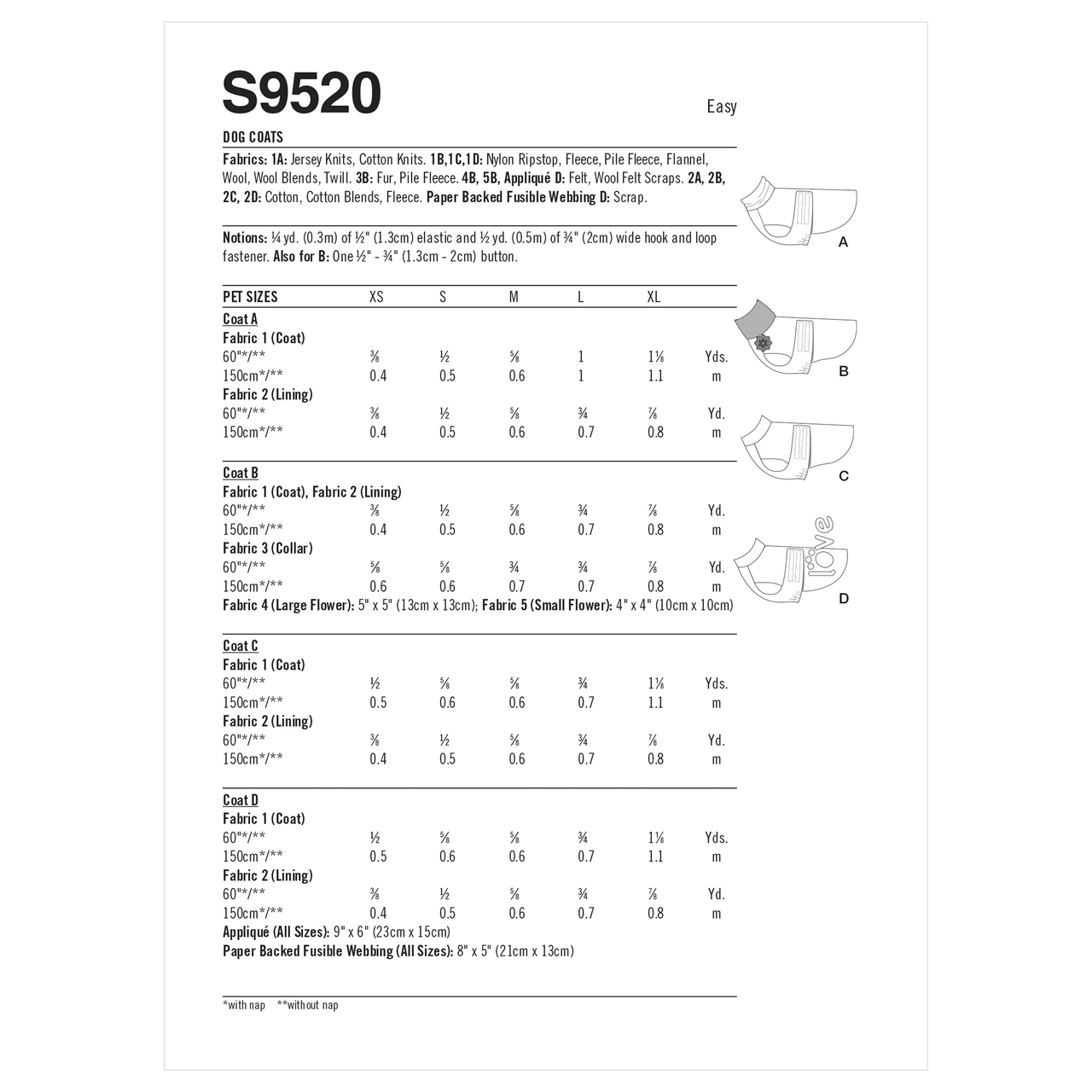Simplicity S9520 - Dog Coats