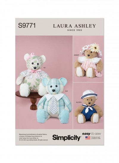 Simplicity S9771 - Plush Bear with Clothes and Hats by Laura Ashley