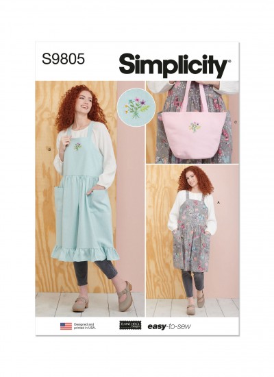 Simplicity S9805 - Misses Pinafore Aprons and Tote in One Size by Elaine Heigl Designs