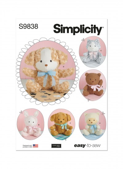 Simplicity S9838 - Plush Animals and Blanket by Elaine Heigl Designs