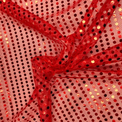 6mm Sequin Mesh Fabric - Red on Red