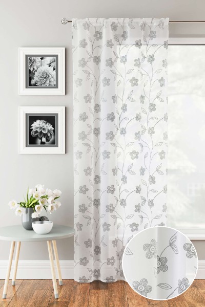 Tyrone Curtain Voile Panel Slot Top - Sienna Grey
