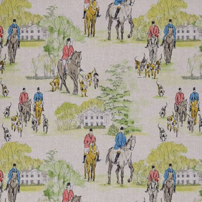 Showcase Linen Look Panama Fabric - Hunting Scene
