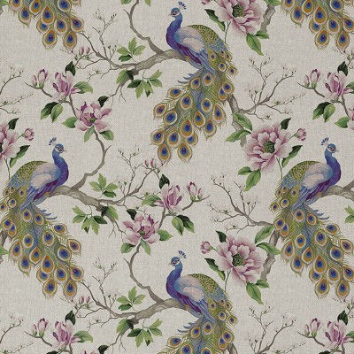 Showcase Linen Look Panama Fabric - Peacock Garden