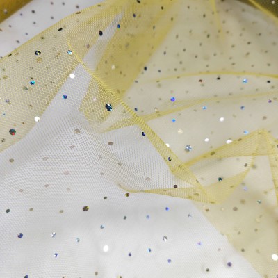 Holographic Spangle Tulle Dress Net - Yellow