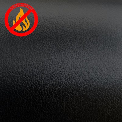 Soft Leather Faux Fabric Fire Retardant - Bla