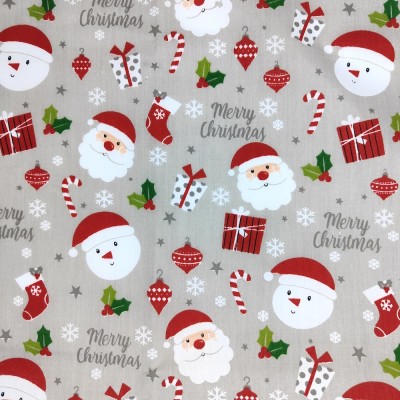 Christmas Polycotton Fabric - Merry Christmas