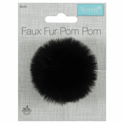 Pom Pom Faux Fur - 6cm Black
