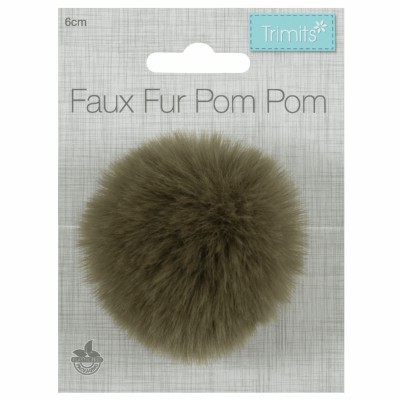 Pom Pom Faux Fur - 6cm Khaki