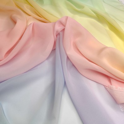 Chiffon Fabric Tie Dye - Pastel Rainbow 2