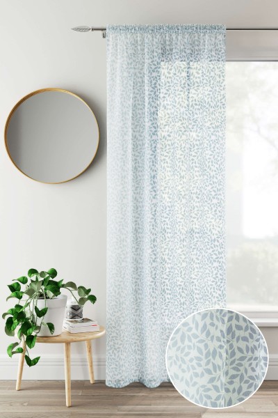 Tyrone Curtain Voile Panel Slot Top - Willow Blue