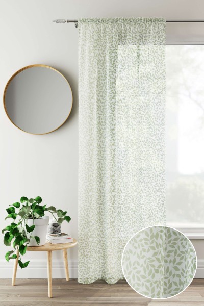 Tyrone Curtain Voile Panel Slot Top - Willow 