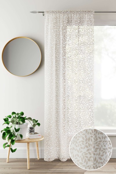 Tyrone Curtain Voile Panel Slot Top - Willow Natural