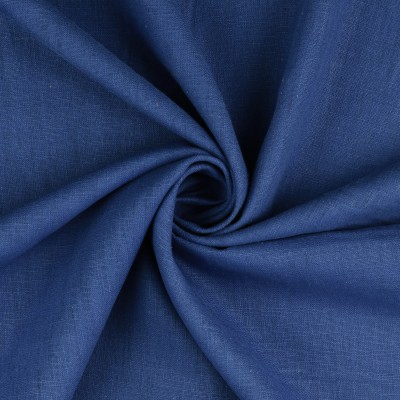 100% Washed Linen Fabric - Royal Blue