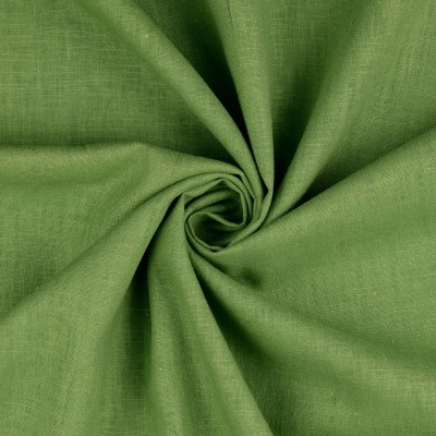 100% Washed Linen Fabric - Olive Green
