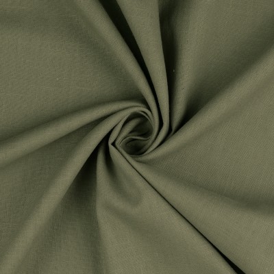 100% Washed Linen Fabric - Khaki