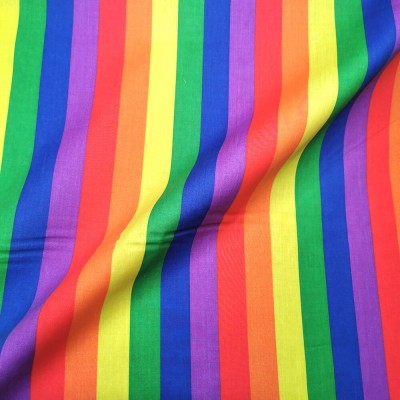 Medium Rainbow Stripe Fabric Polycotton