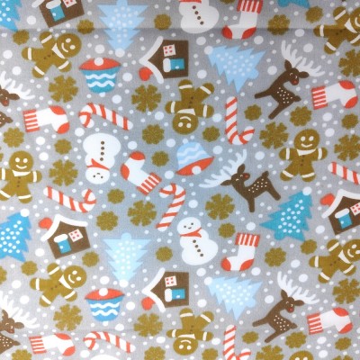 Christmas Polycotton Fabric - Christmas Chara