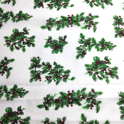 Christmas Polycotton Fabric - Christmas White