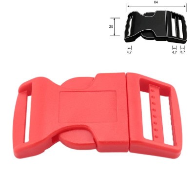 Side Release Buckle CURVED Plastic  - Red - 2