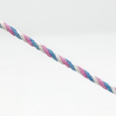 4mm Cotton Cord - Pink Natural Blue