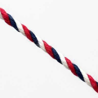 4mm Cotton Cord - Navy Red Natural
