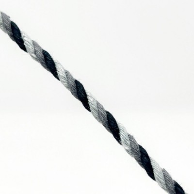 4mm Cotton Cord - Black Slate Silver