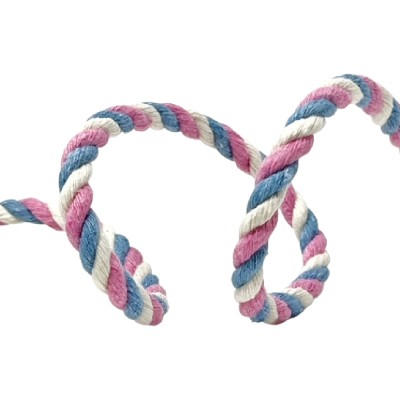 6mm 100% Cotton Cord - Pink Natural Blue