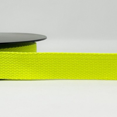 Cotton / Polyester Webbing - 25mm - Neon Yell
