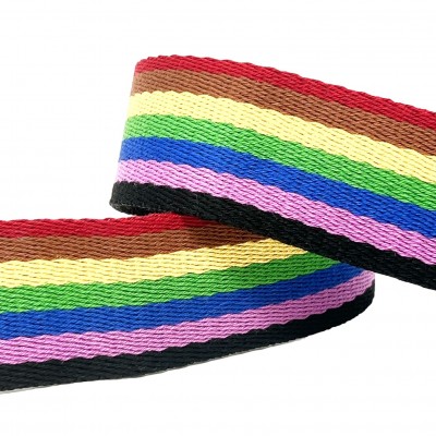 Dark Rainbow Multi Stripe Webbing 38mm