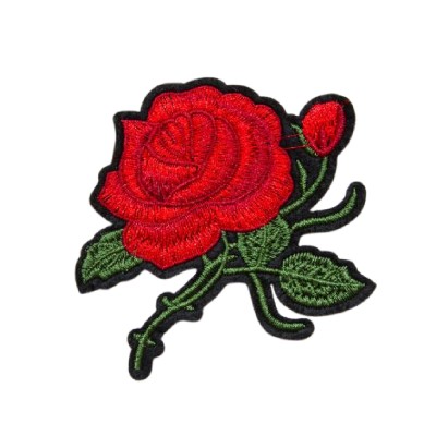 Embroidered Flower Motif 120mm x 90mm Red