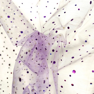 Diamante Sequin Voile - Lilac with Lilac Holographics