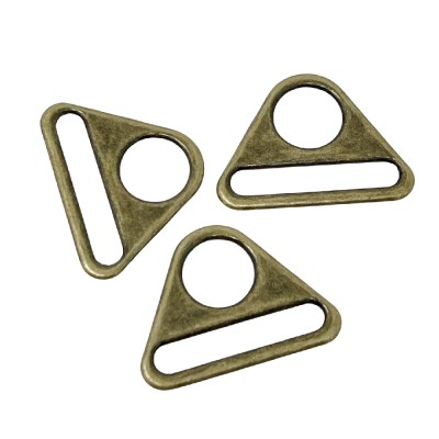 Triangle Ring Connector Metal - 38mm Antique Brass