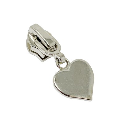Zip Pulls for Continuous Zip - Size 6 Heart Silver