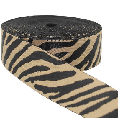 50mm Poly Cotton Mix Webbing - Zebra - Black & Light Brown