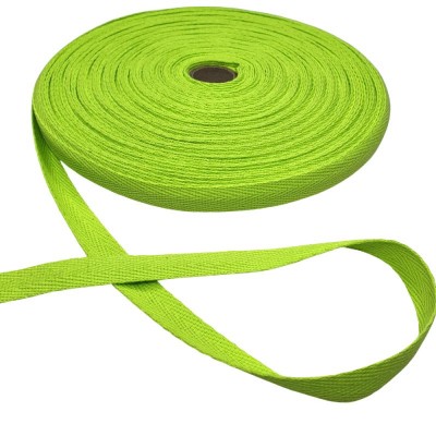 100% Cotton Webbing Herringbone - 15mm Bright Green