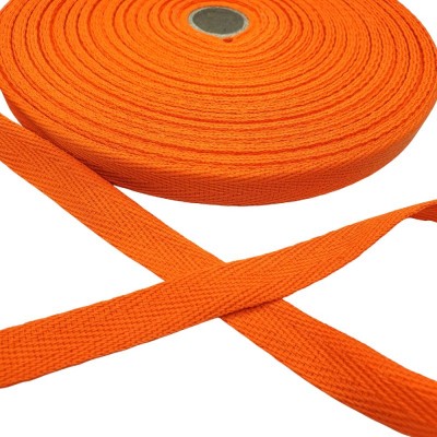 100% Cotton Webbing Herringbone - 15mm Bright Orange