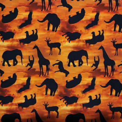 100% Cotton Print Fabric African Safari - Sunset Silhouette