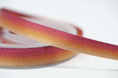 Ombre Metallic Satin Ribbon - Pink / Orange 15mm