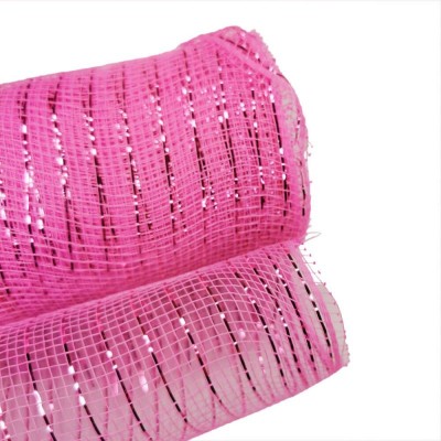 Metallic Decorative Deco Mesh 15cm - Pale Pink Metallic Thread