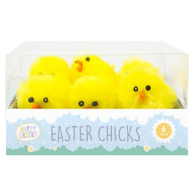Easter Chick Decorations 4cm - 6 Pack - Yellow