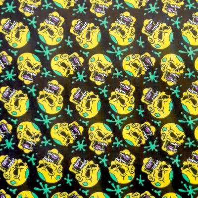 Polycotton Printed Fabric - Dead Funny - Yellow