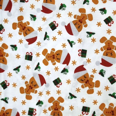 Christmas Polycotton Fabric - Little Gingerbread Man